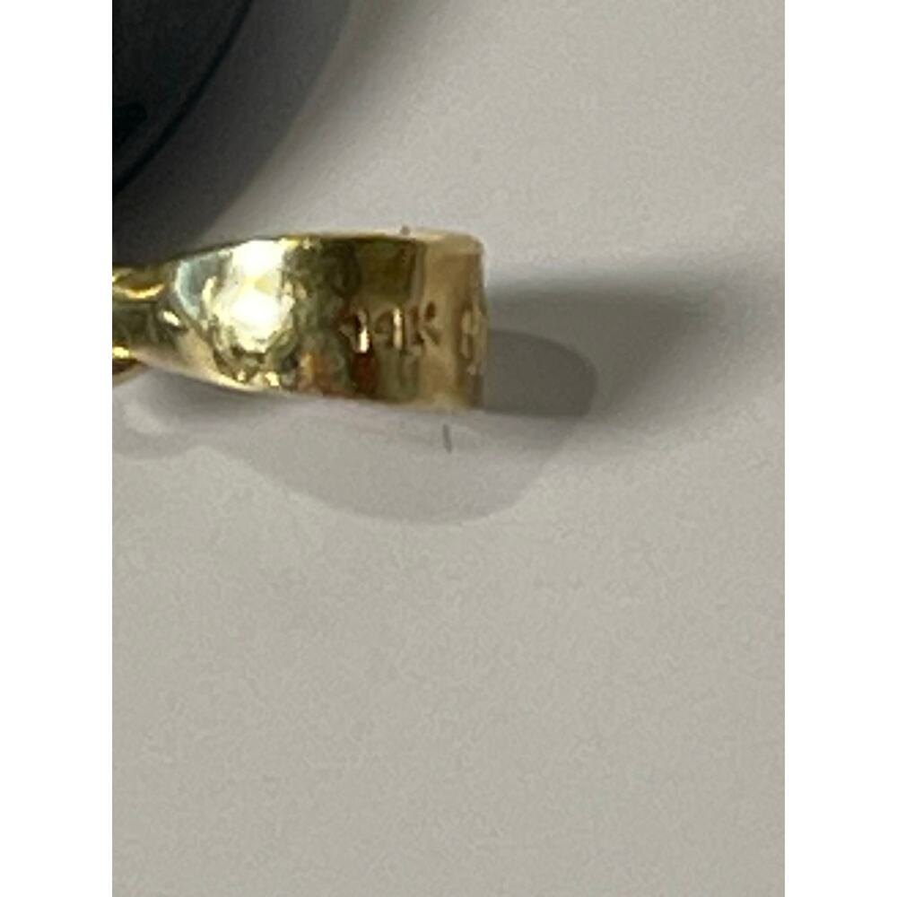 14K Yellow Gold Black Onyx Asian Longevity Symbol Pendant - Picture 5 of 9